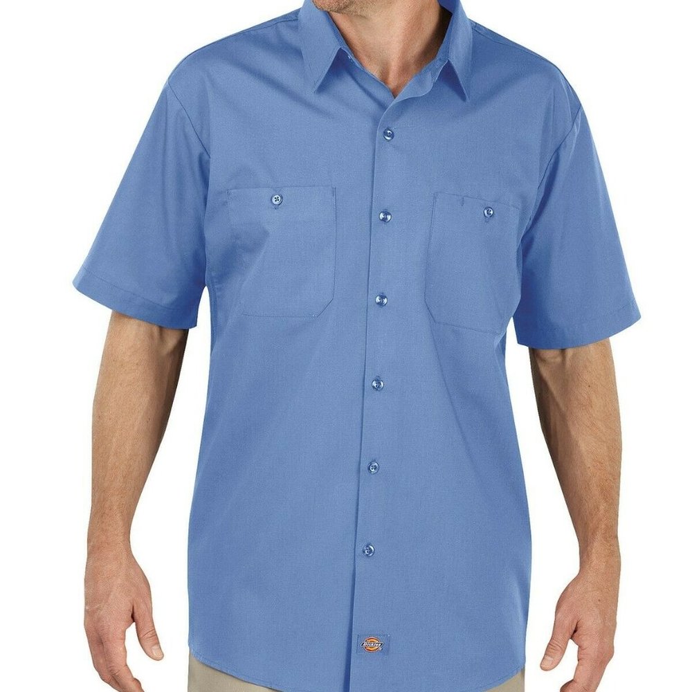 Dickies Men's Work Shirt-LARGE-Short Sleeve/Light Blue_BRAND NEW